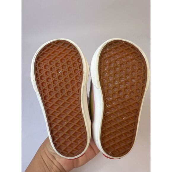 Vans Toddler Glitter Old Skool Sneakers, Pink/Gold, Hook-and-Loop Straps, Size 4 - Picture 6 of 11